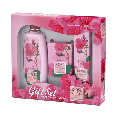 Gift Set Rose of Bulgariafor WomenWITH SHAMPOO, NATURAL ROSE SOAP, HAND CREAM